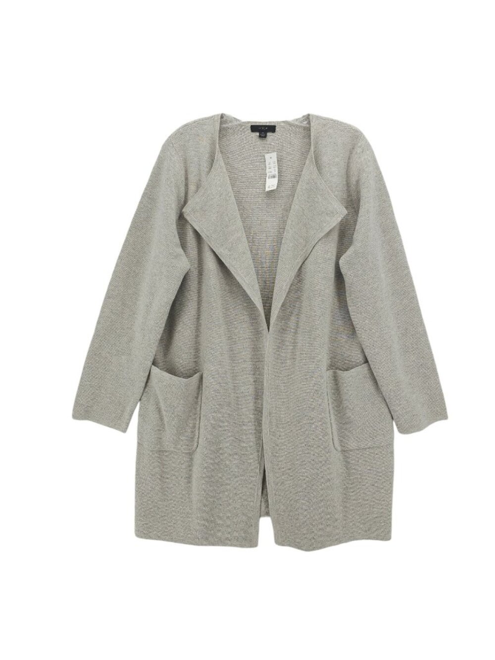 NWT J. CREW Juliette Collarless Sweater Blazer Open Front Pockets Gray MEDIUM